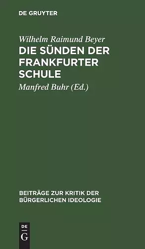 Die Sünden Der Frankfurter Schule cover