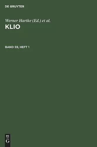Klio. Band 59, Heft 1 cover