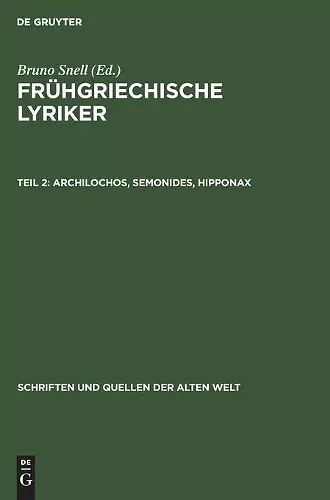 Archilochos, Semonides, Hipponax cover