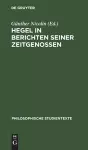 Hegel in Berichten Seiner Zeitgenossen cover
