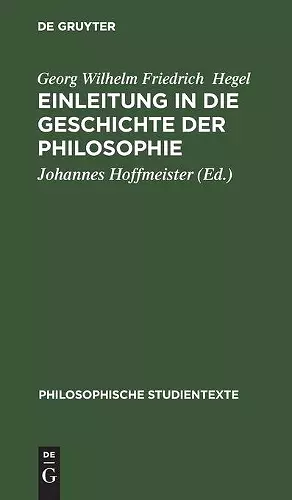 Einleitung in Die Geschichte Der Philosophie cover