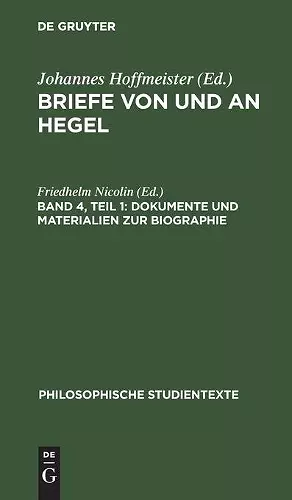 Dokumente Und Materialien Zur Biographie cover