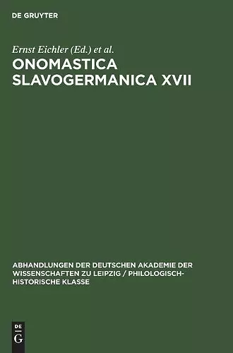 Onomastica Slavogermanica XVII cover