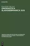 Onomastica Slavogermanica XVII cover