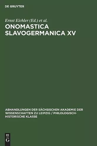 Ernst Eichler; Hans Walther: Onomastica Slavogermanica. XV. cover