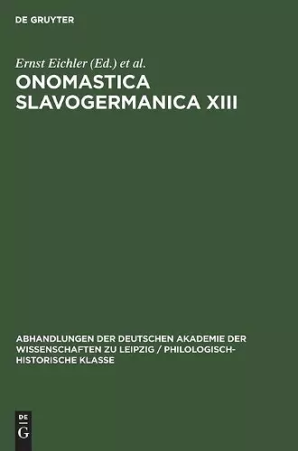 Onomastica Slavogermanica XIII cover