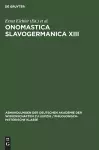 Onomastica Slavogermanica XIII cover