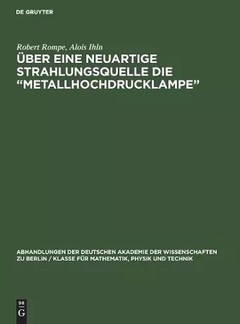 Über eine neuartige Strahlungsquelle die "Metallhochdrucklampe" cover