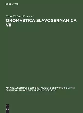 Onomastica Slavogermanica VII cover