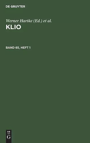 Klio. Band 65, Heft 1 cover
