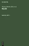 Klio. Band 65, Heft 1 cover