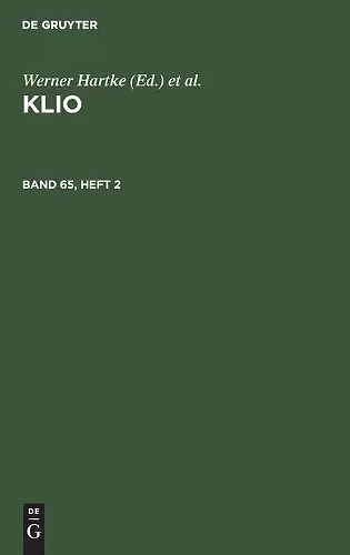 Klio. Band 65, Heft 2 cover