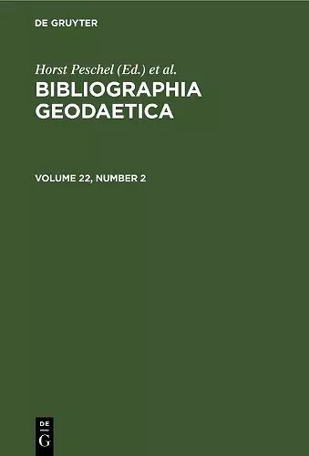 Bibliographia Geodaetica. Volume 22, Number 2 cover