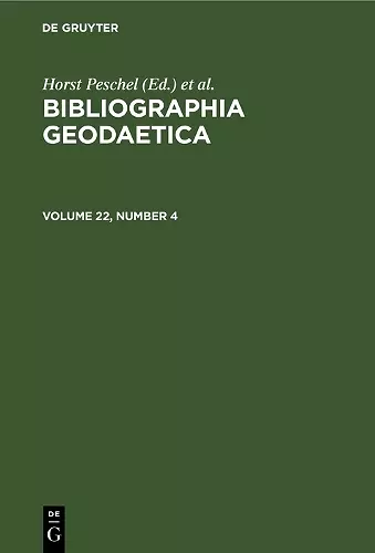 Bibliographia Geodaetica. Volume 22, Number 4 cover
