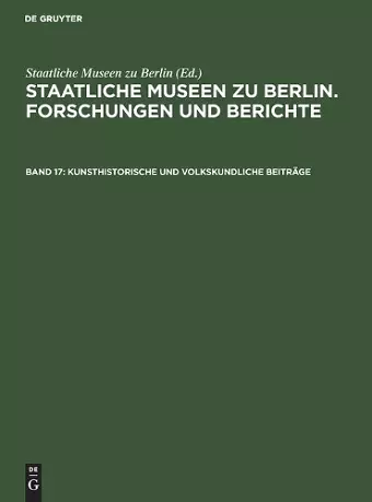 Kunsthistorische Und Volkskundliche Beiträge cover