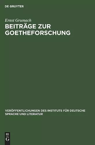 Beiträge zur Goetheforschung cover