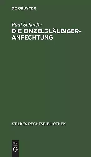 Die Einzelgläubigeranfechtung cover