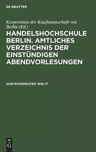 Amtliches Verzeichnis Der Einstündigen Abendvorlesungen cover