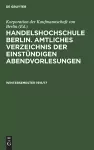 Amtliches Verzeichnis Der Einstündigen Abendvorlesungen cover