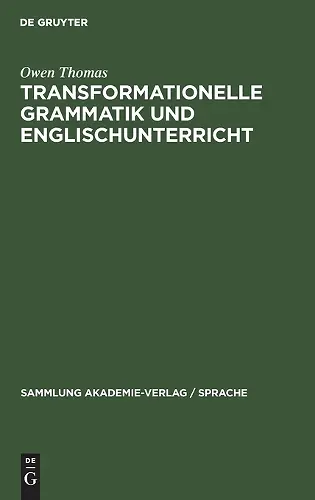 Transformationelle Grammatik Und Englischunterricht cover