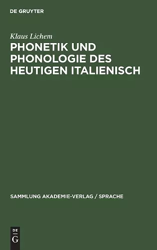 Phonetik Und Phonologie Des Heutigen Italienisch cover