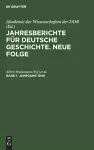Jahresberichte Für Deutsche Geschichte. Neue Folge. Band 1, Jahrgang 1949 cover