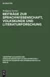 Beiträge zur Sprachwissenschaft, Volkskunde und Literaturforschung cover