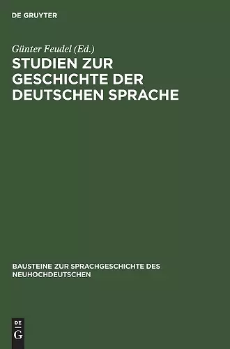 Studien Zur Geschichte Der Deutschen Sprache cover