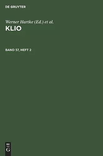Klio. Band 57, Heft 2 cover