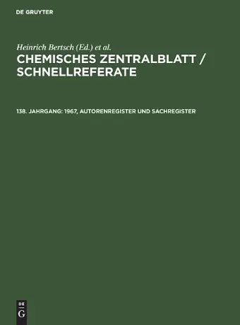1967, Autorenregister Und Sachregister cover