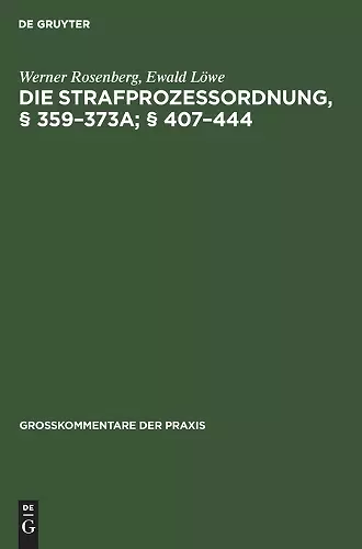 Die Strafprozeßordnung, § 359-373a; § 407-444 cover