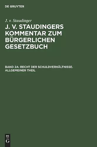 Recht Der Schuldverhältnisse. Allgemeiner Theil cover