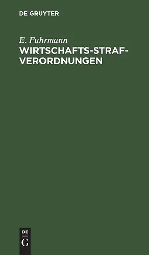 Wirtschafts-Strafverordnungen cover