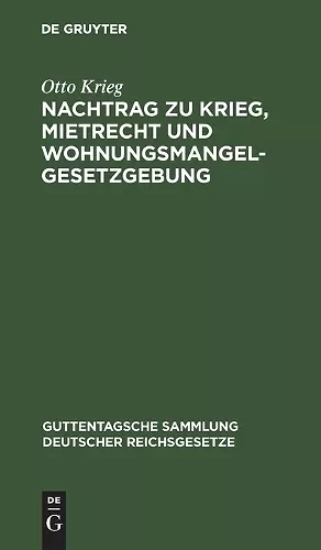 Nachtrag zu Krieg, Mietrecht und Wohnungsmangelgesetzgebung cover