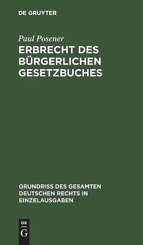 Erbrecht des Bürgerlichen Gesetzbuches cover