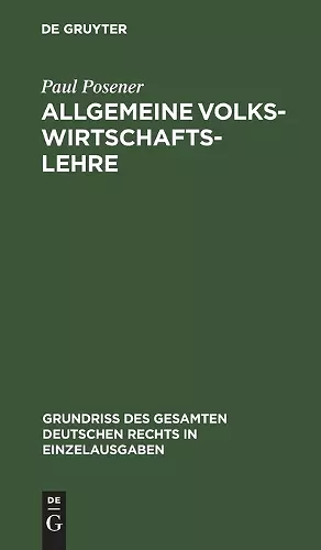 Allgemeine Volkswirtschaftslehre cover