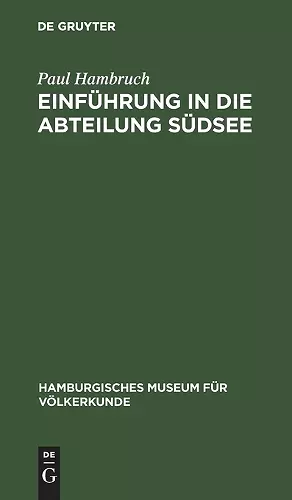 Einführung in Die Abteilung Südsee cover
