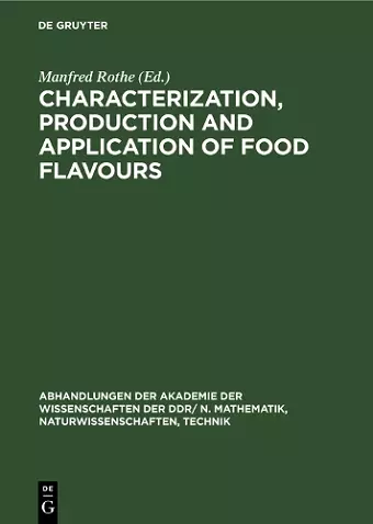 Characterization, production and application of food flavours cover