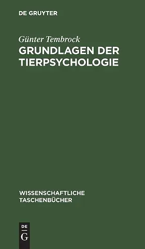 Grundlagen Der Tierpsychologie cover