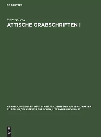 Attische Grabschriften I cover