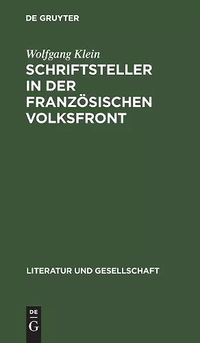 Schriftsteller in der französischen Volksfront cover