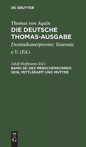 Des Menschensohnes Sein, Mittleramt Und Mutter cover