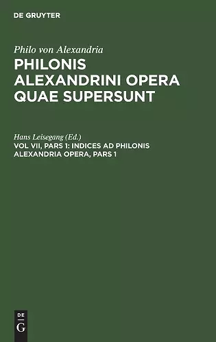 Indices AD Philonis Alexandria Opera, Pars 1 cover