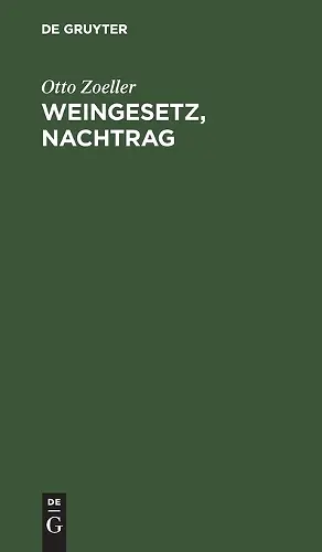 Weingesetz, Nachtrag cover