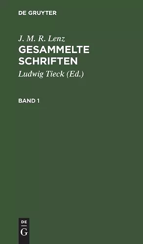 J. M. R. Lenz: Gesammelte Schriften. Band 1 cover