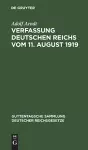 Verfassung Deutschen Reichs Vom 11. August 1919 cover