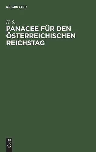 Panacee Für Den Österreichischen Reichstag cover