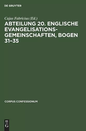 Abteilung 20. Englische Evangelisationsgemeinschaften, Bogen 31-35 cover