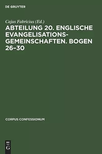 Abteilung 20. Englische Evangelisationsgemeinschaften. Bogen 26-30 cover