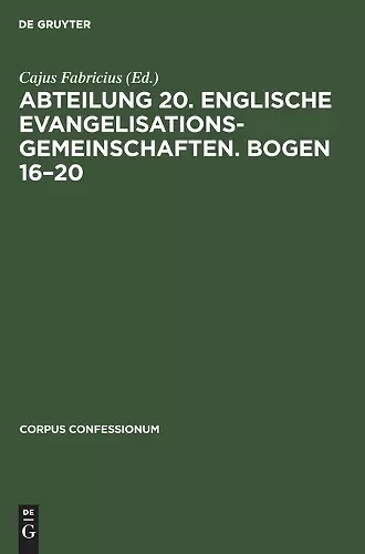Abteilung 20. Englische Evangelisationsgemeinschaften. Bogen 16-20 cover
